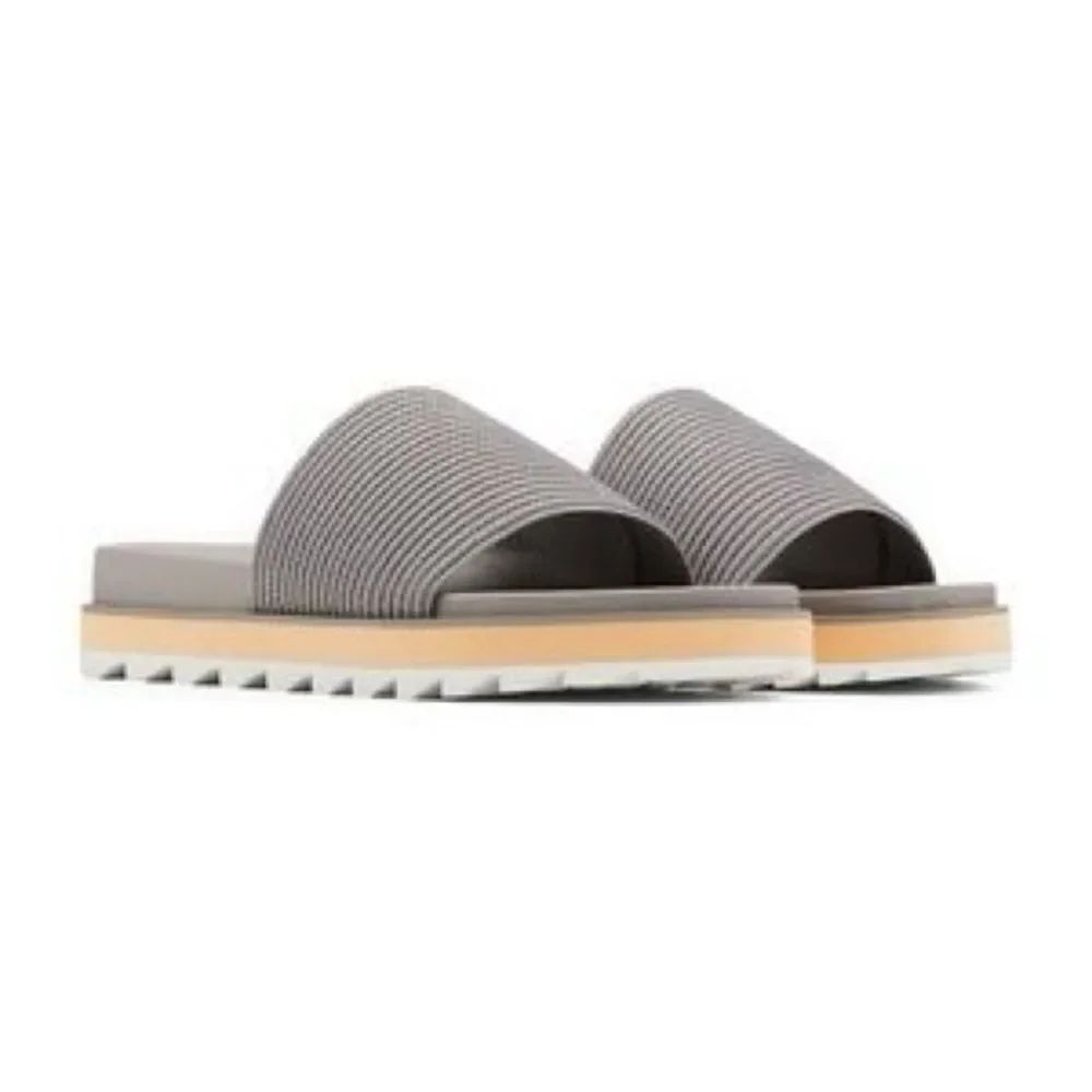 Sorel Roaming Easy Gray Comfort Ribbed Strap Slide Sandals